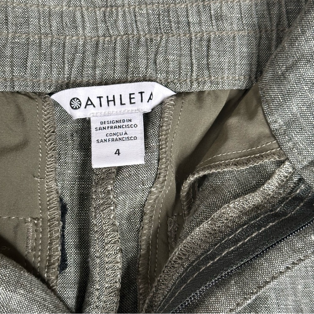 Athleta Olive Voyager Linen Short Sz 4 - Picture 6 of 7